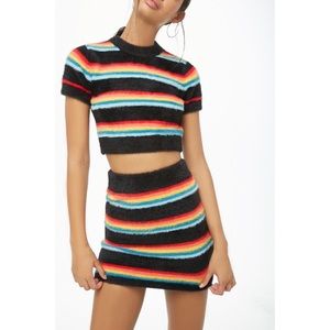 Fuzzy Striped Crop & Mini Set